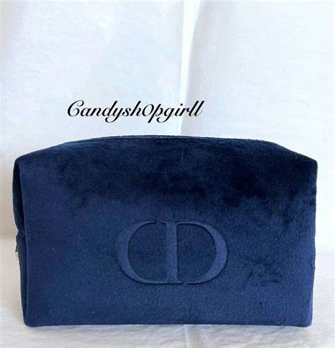 dior navy blue makeup bag|dior blue embroidery bags.